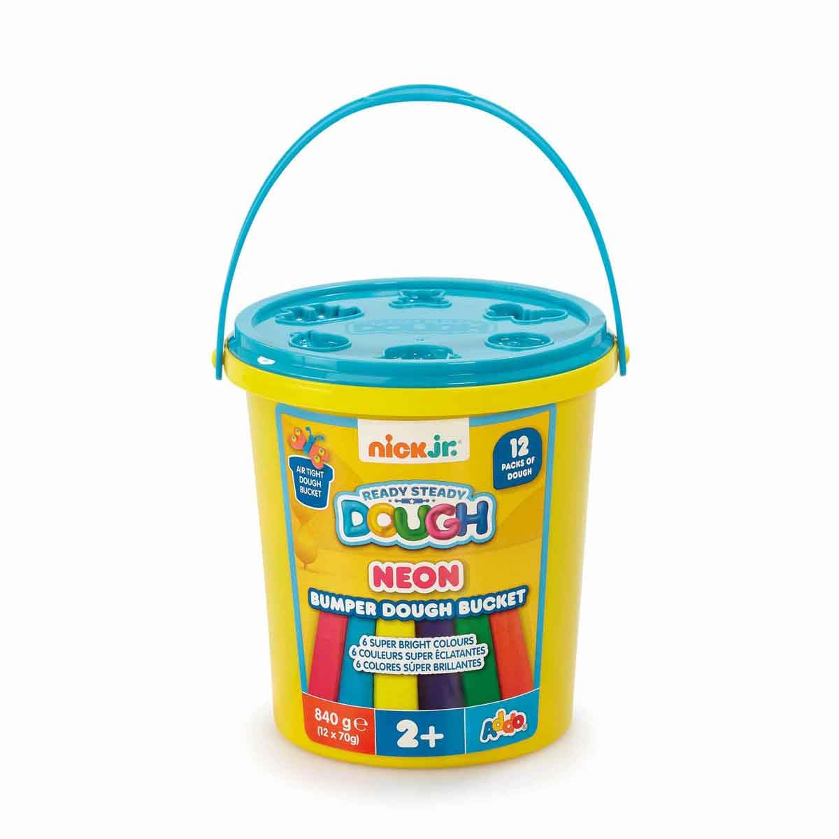 Little Lot Addo Nick Jr Ready Steady Neon Bumper Dough Bucket Modelling Set for Children Ages 2 Years and Over, Play Dough, Clay Toys, Moulding Arts & Craft, School Supply