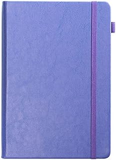 QQZSG メモ帳 ノートブック A5 ノートダイアリー 横罫線入り シンプル PUレザー 手帳 日記帳 中型ノート 筆記用紙 100枚 ペンホルダー付き ノート 文房具 オフィス 事務用品 パープル 学生 ビジネス 社会人用 事務用品 お仕事 昇進お祝い