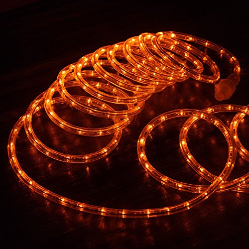 West Ivory 576LEDs, 50ft Orange LED Rope Light w/ 8 Mode, Connectable Outdoor Permanent Waterproof Accent Exterior Lighting, Safety Fuse, PVC Case, Holiday, Backyard Patio, Home Garden, Decor