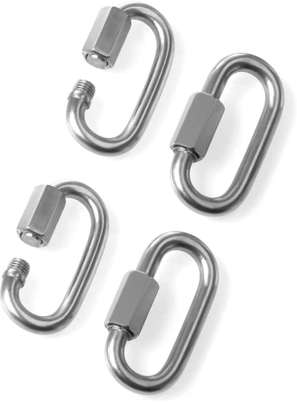 4Pc Heavy Duty Oval Shape Stainless Steel Screw Snap Hook Carabiner Connector Multi-Training Bar ()-image-19