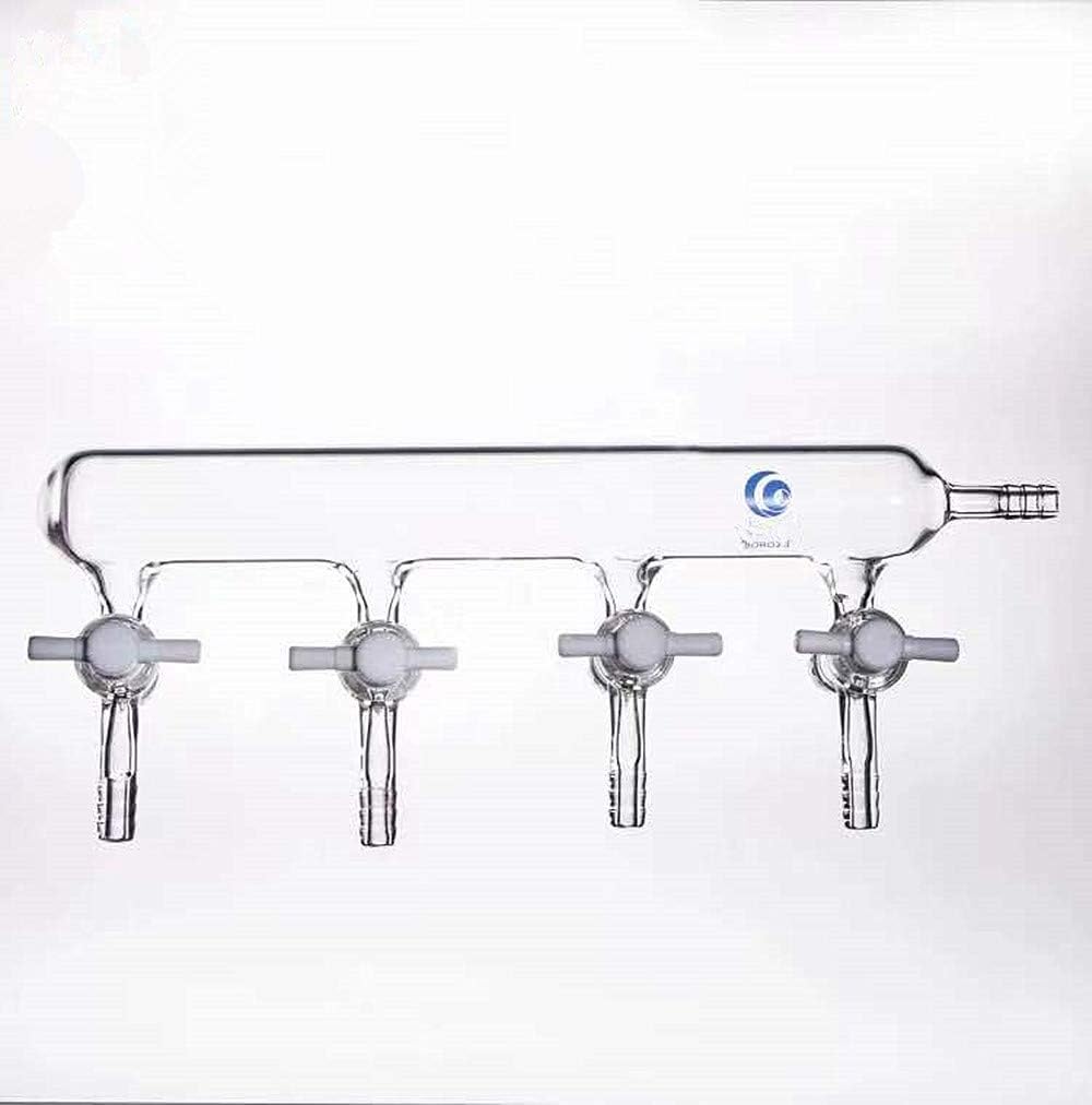 Lab Glass Double Manifold Vacuum Gas Distributor/Double Row Vacuum Gas Distributor Glass Manifold Solid Glass Stopcock (Single row/4#)