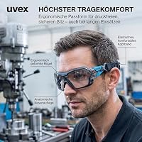 Uvex pheos nxt guard - Schutzbrille - Bügelbrille mit 100% UV-Schutz - Innen beschlagfrei, außen extrem kratzfest & metallfrei - mit Kopfband - transparent - blau/anthrazit – Ansicht 5