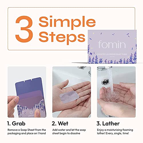 Fomin - Antibacterial Paper Soap Sheets For Hand Washing - (300 Sheets) Lavender Portable Travel Soap Sheets, Dissolvable Camping Mini Soap, Portable Soap Sheets #TOP4