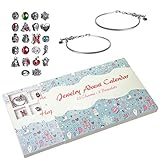 Red Co. Christmas Advent Charm Calendar with 2 Bracelets & 22 Unique Charms Jewelry Set - 24 Gifts Total Present for Daughter, Niece, Granddaughter