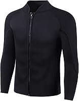Vista 2 de Wetsuit Top Men,2mm Mens Wetsuit Top 3mm Long Sleeve Wetsuit Jacket Men Front Zip Warm Wets Suit Jackets for Men Stretch Mens Wetsuit Top