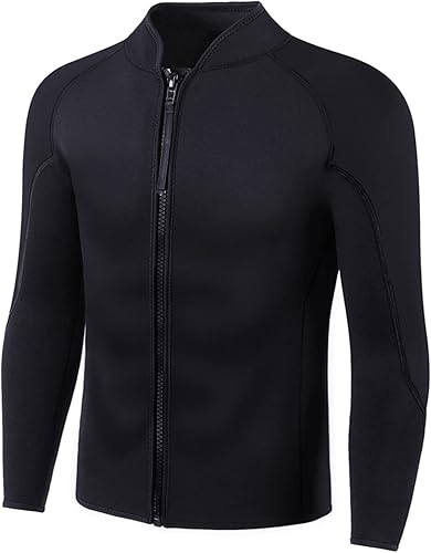 Miniatura 2 de Wetsuit Top Men,2mm Mens Wetsuit Top 3mm Long Sleeve Wetsuit Jacket Men Front Zip Warm Wets Suit Jackets for Men Stretch Mens Wetsuit Top