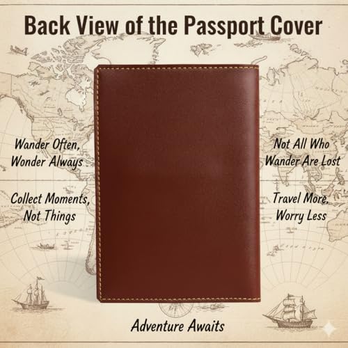 Image of Personalised Name & Charm Leather Passport Cover Holder for Men & Women (Darkbrown) | Gifts for Men