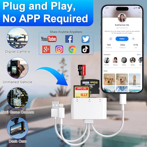 XD Card Reader, SD Card Reader for iPhone, 3-in-1 SD/TF/XD Card Adapter with Lightning/USB-C/USB-A for iPhone 16/15/14/13, iPad, PC, Android - Olympus xd Picture Card Reader Compatible, exFAT Support