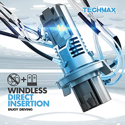 Techmax H13 Led Headlight Bulb, Windless Direct Insertion 12000Lm 60W 6500K Xenon White 9008 Of 2 Halogen Replacement #TOP6