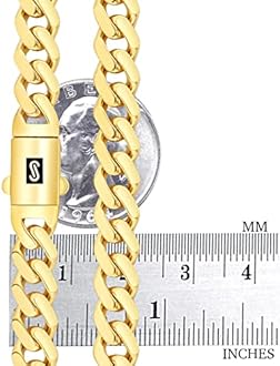Nuragold 10k Real Yellow Gold Royal Monaco 7.5mm Miami Cuban Link Necklace (16"-30") Italian Jewelry for Men & Women