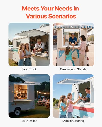 Image of VEVOR Concession Window Aluminum Alloy Frame Service Windows for Food Truck, Up to 85 Degrees Stand Serving Window with Awning Door and Drag Hook(whole piece, 36x36in)