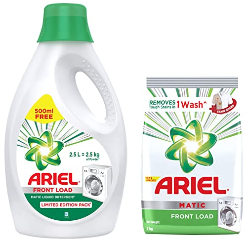 Image of Ariel Matic Liquid Detergent Front Load 2 Ltr + 500ml Free & Matic Front Load Detergent Washing Powder - 1 kg