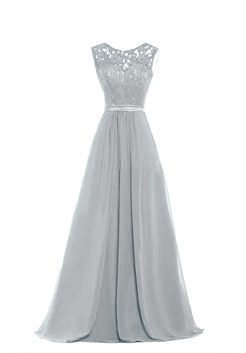 Lecureler Illusion Lace Prom Bridesmaid Dress Grey Size 20