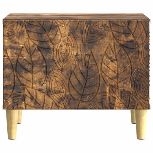 Table basse chêne fumé design bois d'ingénierie et pieds eucalyptus