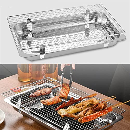 Przenośny grill węglowy ze stali nierdzewnej – kompaktowy zestaw do grillowania z jednorazowymi talerzami i akcesoriami na kemping, do gotowania na podwórku, idealny sprzęt do gotowania na świeżym