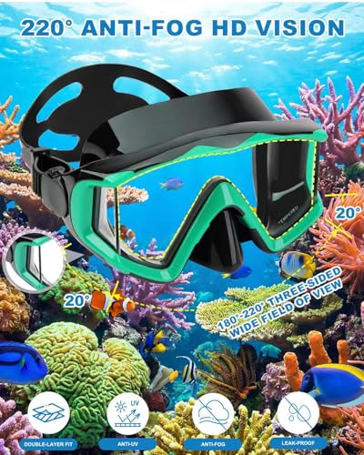Set de Máscara de Snorkel para Adultos, Máscara de Buceo, Gafas de Natación, Ajuste Automático, Antivaho y Antifugas miniatura 3