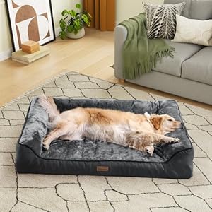 YITAHOME Cama Perro Grande,Colchon Perro Impermeable Lavable con Espuma Viscoelástica, Sofá Perro Ortopedica Desmontable, Gris,135x107x22cm