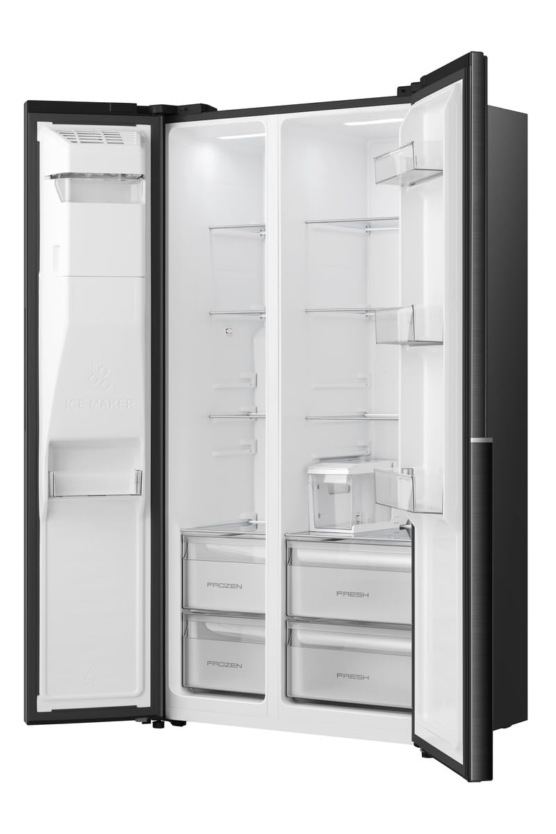 Gorenje NRS917E61BX Side-by-Side mit Eis-, Crushed-und Wasserspender, 528L, Wassertank, PureFlat Serie, CripZone, MultiFlow 360°, Xtra Ruam, BxHxT: 91,1×178,6×62,4 cm, Matt Schwarz