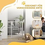 PawHut Treppenschutzgitter 94cm Türschutzgitter Absperrgitter ohne Bohren 76-104 cm Schutzgitter aus Stahl für Hunde, Haustiere Treppen, Tür, Weiß