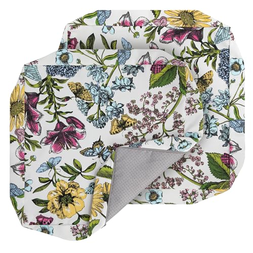Outdoor Cushion Covers 22 x 22 x 4 inch,Set of 2,Non-Slip Grips Bottom,Replacement Cushion Covers for Garden Patio Furniture Couch Chair,Fade-Resistant Slipcover Only,No Insert(Butterfly Flower)