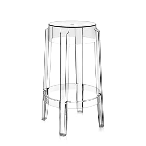 Kartell Charles Ghost, Taburete Medium, 65 x 42.5 x 29 cm, Cristal, Set de 2