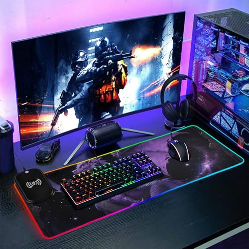 Tapis de souris dragon violet grand format contre la fatigue du poignet