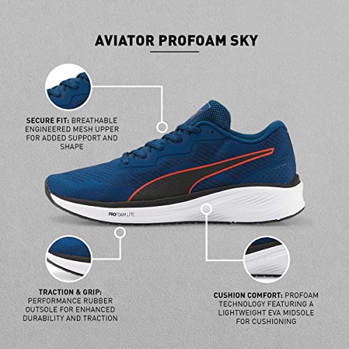 Image of Puma Unisex-Adult Aviator Profoam Sky Sailing Blue-Cherry Tomato Running Shoe - 13 UK (37661503)