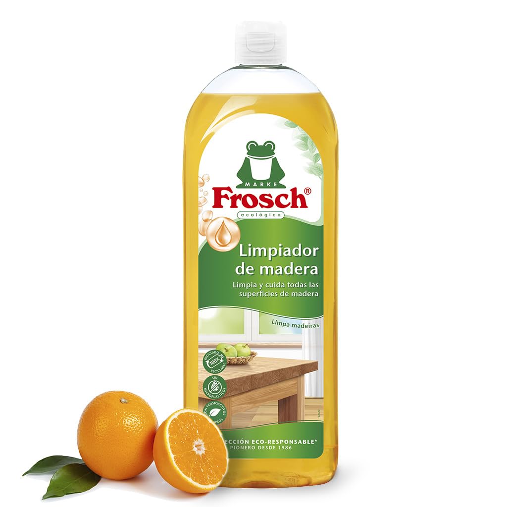 Frosch Limpiador Ecológico de Madera 750ml Spray - Limpieza y Mantenimiento Suelos y Superficies Madera - Fórmula Pino y Naranja - Elimina Manchas Difíciles
