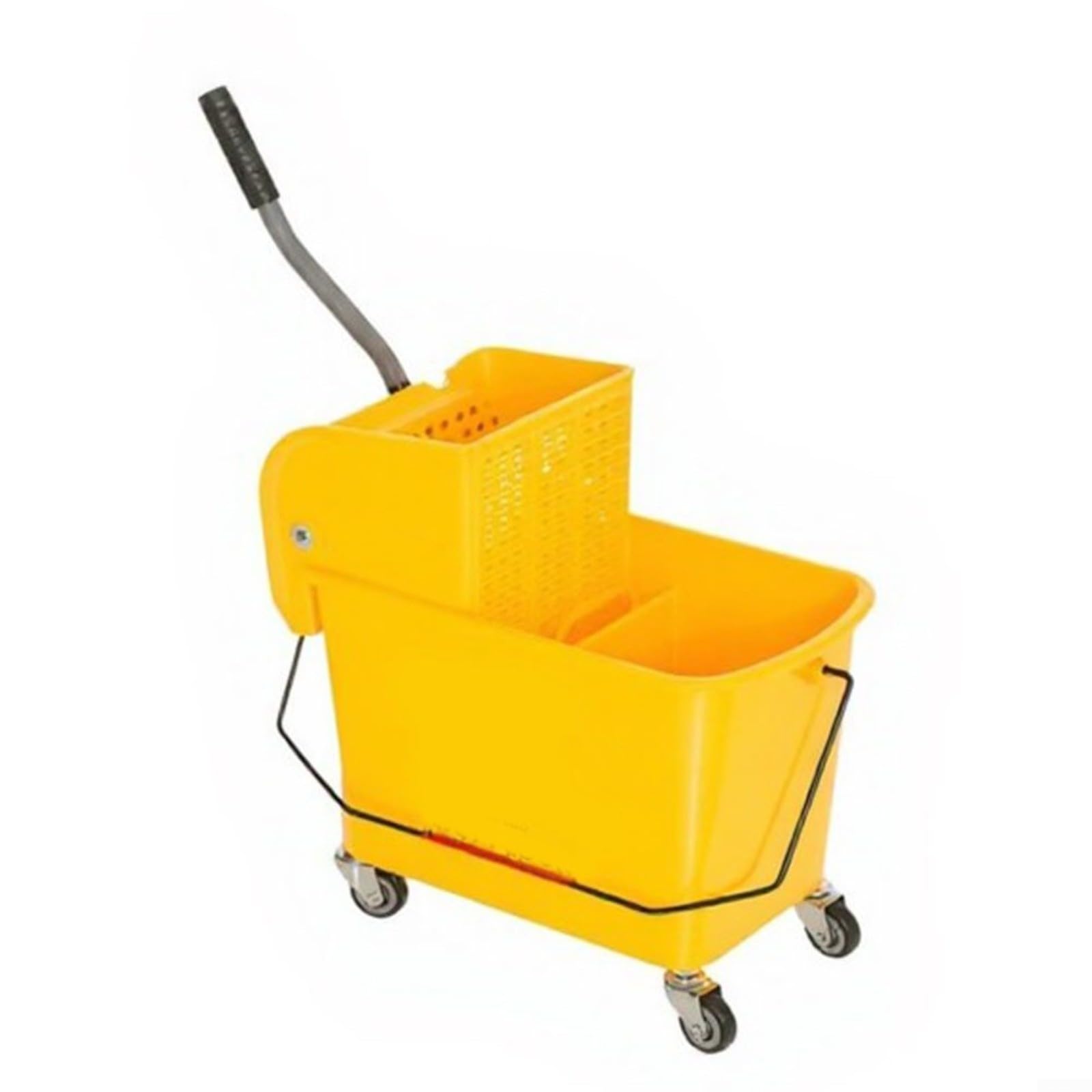 1 cubo de fregona comercial con escurridor, carrito de limpieza portátil de 24 litros con ruedas, diseño de prensa lateral para funcionamiento manos libres, ideal para restaurantes y