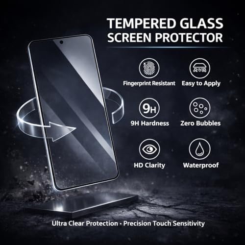 Image of Tempered Glass for Samsung Galaxy S24 | S24 Snapdragon (2026 Edition) Military Grade 9H Screen Guard, Anti-Scratch, Shatterproof, Edge-to-Edge Full Coverage