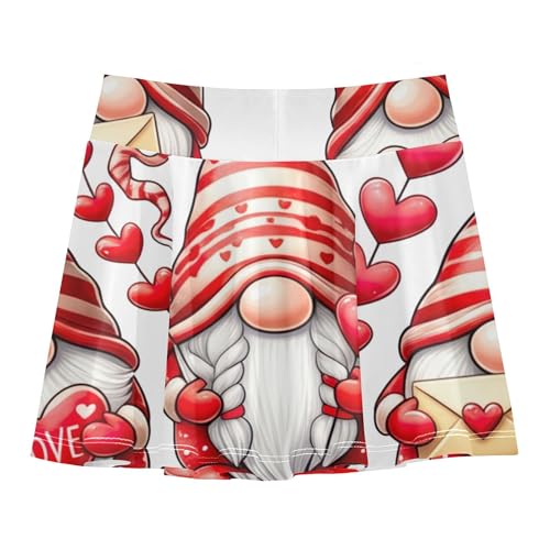Festive Gnomes Valentine Girls Skorts Athletic Shorts Tennis Skirts for Kids Kid Teen Pleated 3t2