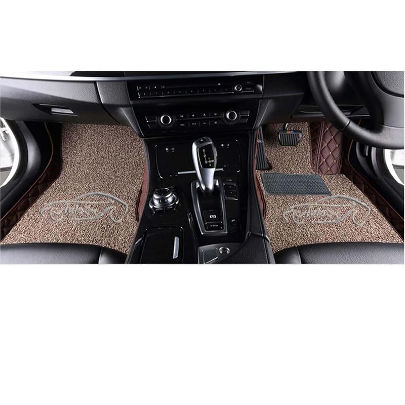 Image of 7D Car Foot Mat for Harrier EV | Coffee Beige with Beige Curly
