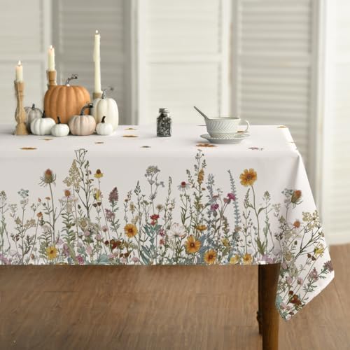 Horaldaily Fall Tablecloth 60 x 84 Inch Rectangular Spring Autumn Harvest