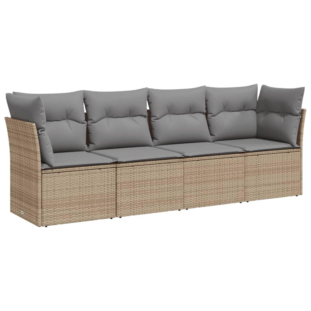 Juego de Sofas Jardin 4 Pzas Ratán Sintético Beige