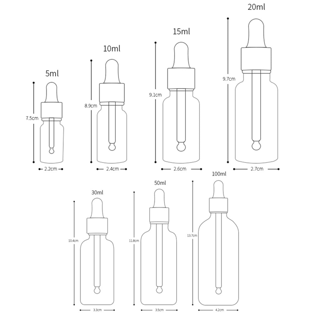 Leere Glasflaschen für ätherische Öle, für Öle, Aufbewahrungsbehälter, Kosmetik, Reiseverpackung, Reagenzmittel, Aromatherapie, Flüssigkeitspipette, nachfüllbar, Reisefläschchen (grün-schwarze