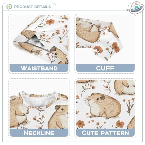 JUNZAN Cute Capybara White Kids Boys Sweatshirts Hoodies Fleece Kids Pullover Hoodie Athletic 4T3