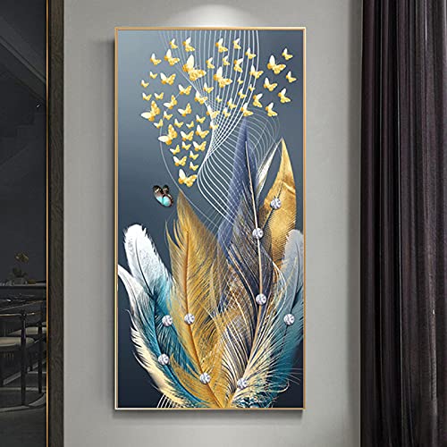Toile plume papillon abstrait de qualité supérieure 50x100 cm pour décoration élégante