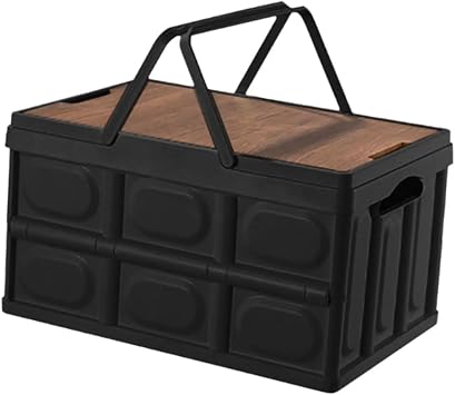 Car Trunk Organizer for Camping - Foldable Multi-Compartment Storage Box | Outdoor Picnic & Travel Organizer for SUV | Durable BBQ Gear & Camp Accessories Carrier Black/Green