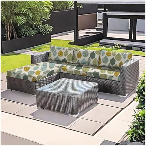 Funda de cojín elástica para sofá, bordes elásticos de fácil ajuste, estampado de hojas tropicales, repuesto reutilizable para muebles de jardín de ratán, lavable a máquina