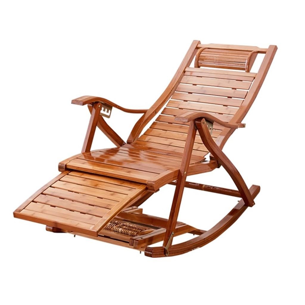 Chaise à bascule pliante en bambou et son repose-pieds ergonomique