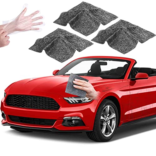 3 Pack Nano Sparkle Cloth for Car Scratches, Nano Magic Cloth Scratch Remover with Disposable Gloves, Easily Repair Paint Scratches and Water Spots