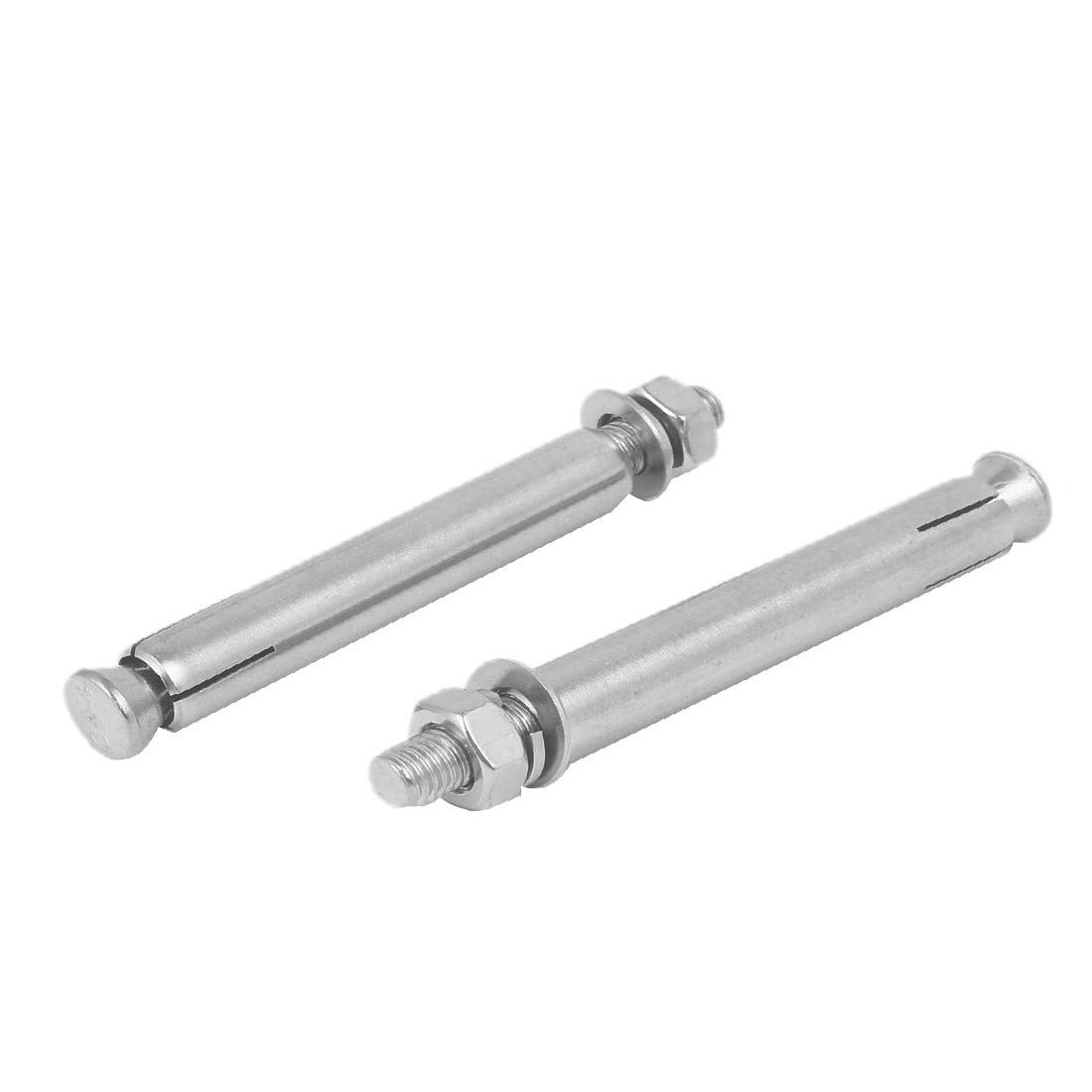 Expansion Bolts, M8 x Featured 100mm 304 Stainless Reliable Efficacy Steel Sleeve Anchor Hex Nut Expansion Bolt 2PCS