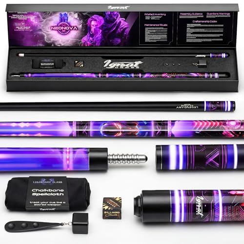 IgnatGames 2-Pieces Pool Cue Stick - 58' Premium Canadian Maple Billiard Pool Sticks for Adults with New AirStrike® Shaft and Premium Case + Billiard Accessories 2in1 Pocket Chalker & Tip Shaper