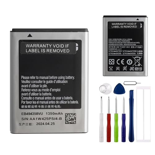 E-yiiviil EB494358VU Batterie de rechange 1350 mAh/3,7 V Compatible avec Samsung Galaxy Ace GT S5830 S5830i avec outils