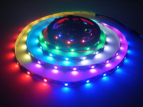 WS2812B Strisce led Luce, Dream Color 16.4FT WS2812B 150 leds 5050 RGB SMD Individualmente indirizzabile Striscia led, Pieno Colori Luce a Nastro LED DC 5V Non Impermeabile (Nero PCB)