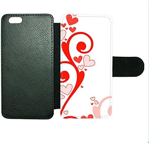Case Fun Case Fun Red Hearts And Swirls Faux Leather Wallet Case Cover for Apple iPhone 6 4.7 inch