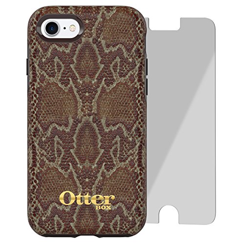 OtterBox Strada Series Limited Edition + Alpha Glass Case for iPhone 7 (ONLY) - Retail Packaging - WOODED Serpent (Dark Brown/Dark Snake Skin)