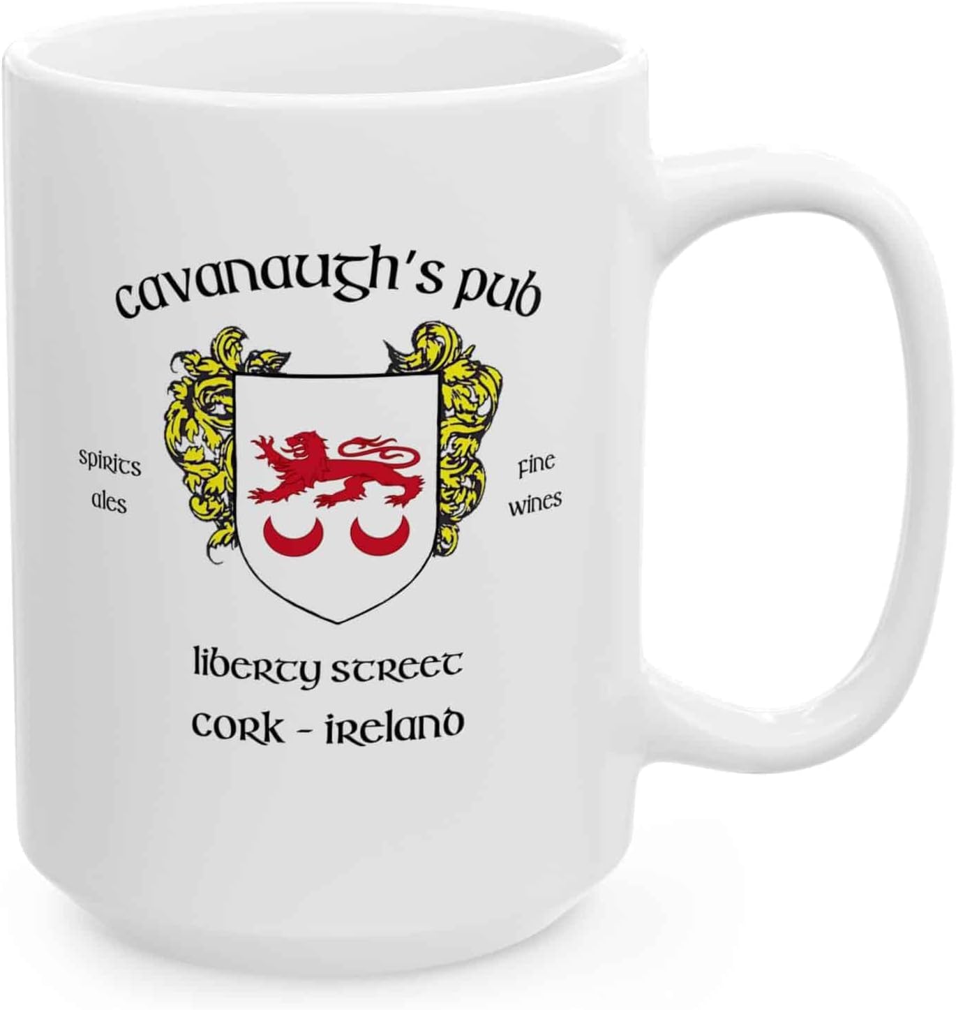 Irish Pub Coffee Mug and Tea Cup from Over 100 Irish Bars featuring Family Crest and Coat of Arms Designs - Set of 4 Mugs (Cavanaugh's Pub)