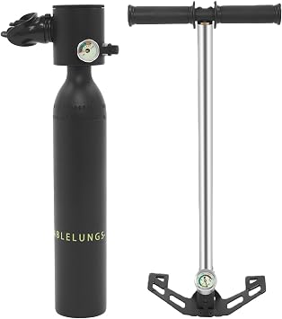 Mini Scuba Tank, 0.5L Portable Diving Lung Air Tank with Pump, Underwater Dive Portable Lungs, 20MPa Pony Bottle Diving Cylinder for Snorkeling, Underwater Breathing, TrainingBlack