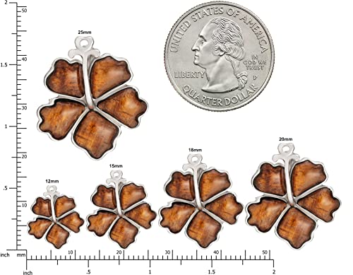 925 Sterling Silver Natural Koa Wood Inlay Hibiscus Flower Necklace Pendant, Hawaiian Tropical Design Jewelry, Hypoallergenic for Sensitive Skin, with 18" Box Chain3
